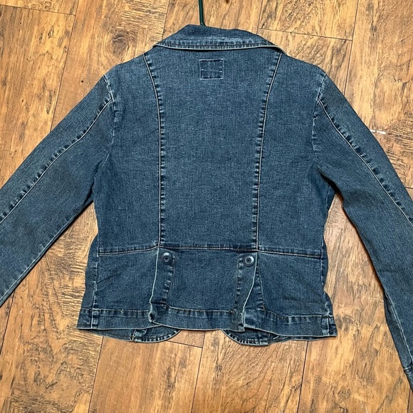 OTB stretch Jean blazer Y2K button up fitted dark wash denim vintage size med - Picture 15 of 16